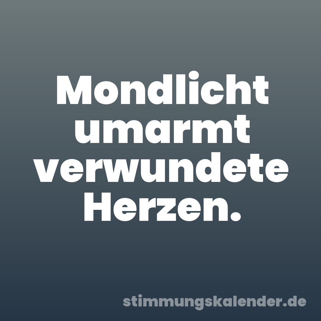 Mondlicht umarmt verwundete Herzen.