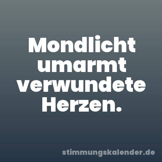 Mondlicht umarmt verwundete Herzen.