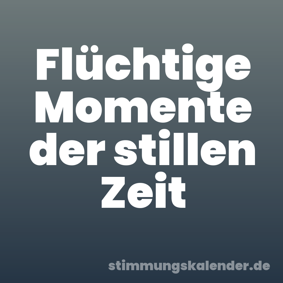 Flüchtige Momente der stillen Zeit