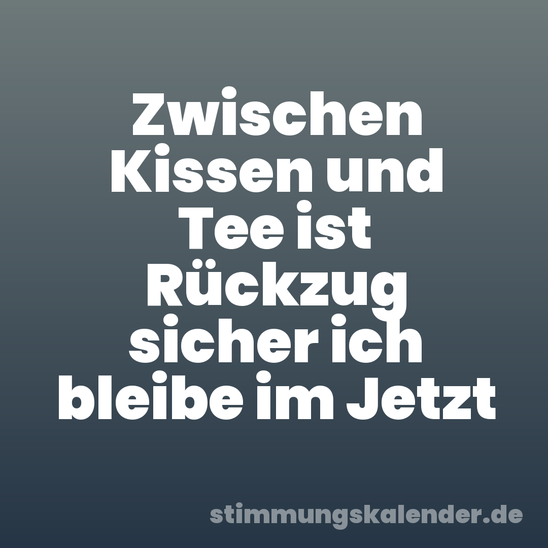 Zwischen Kissen und Tee ist Rückzug sicher ich bleibe im Jetzt