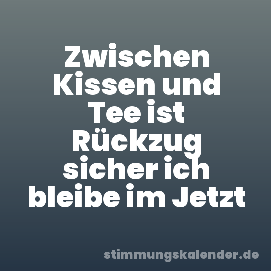 Zwischen Kissen und Tee ist Rückzug sicher ich bleibe im Jetzt