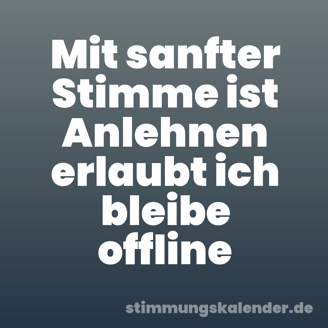 Mit sanfter Stimme ist Anlehnen erlaubt ich bleibe offline