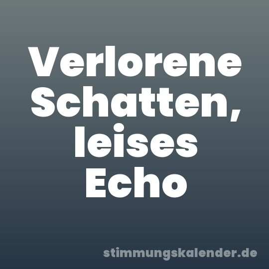 Verlorene Schatten, leises Echo