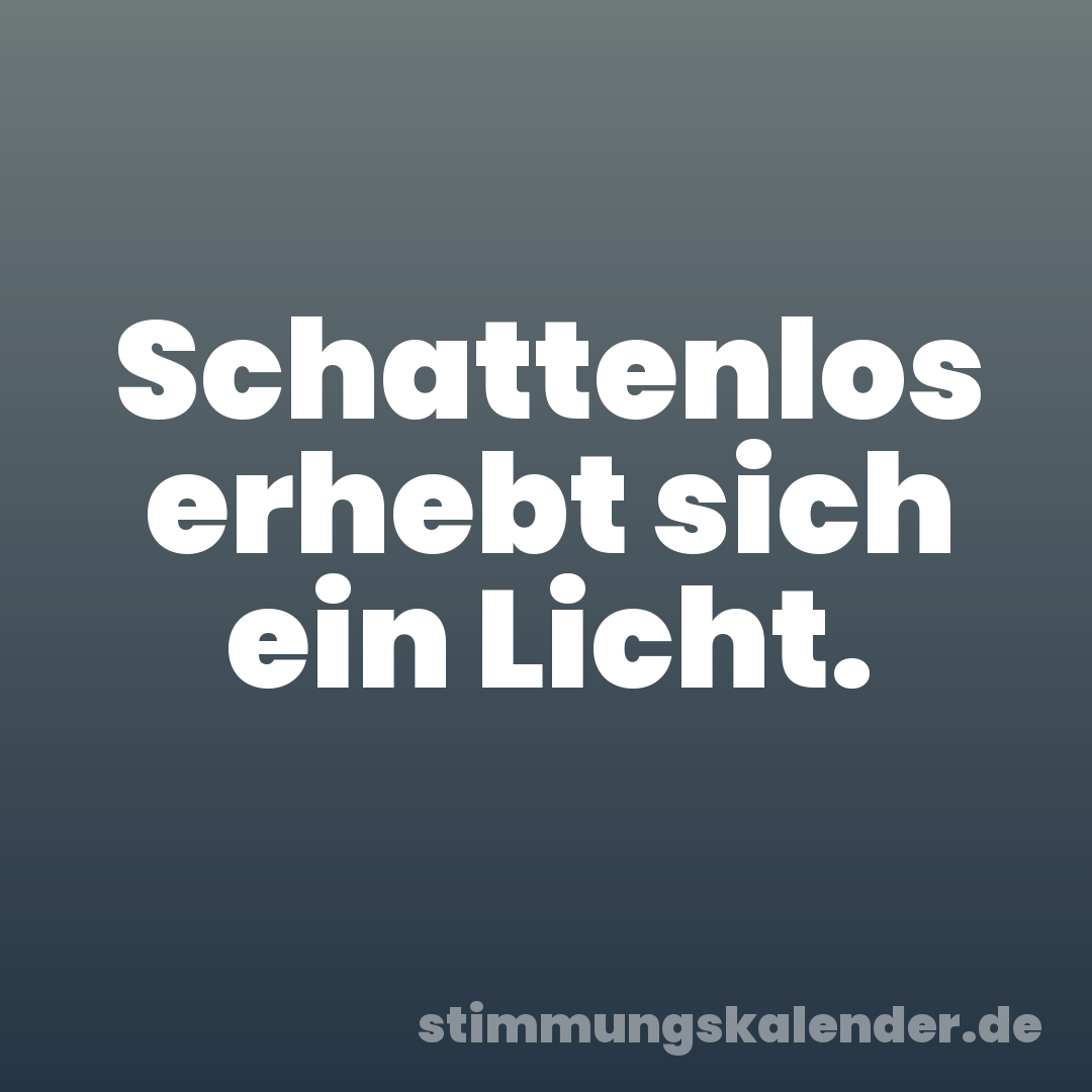 Schattenlos erhebt sich ein Licht.