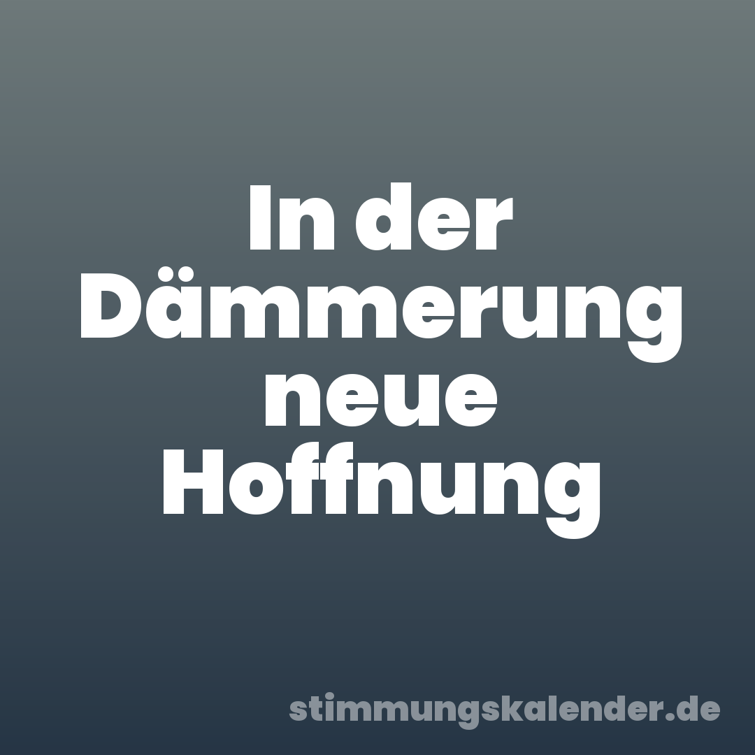 In der Dämmerung neue Hoffnung