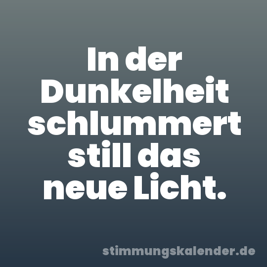 In der Dunkelheit schlummert still das neue Licht.