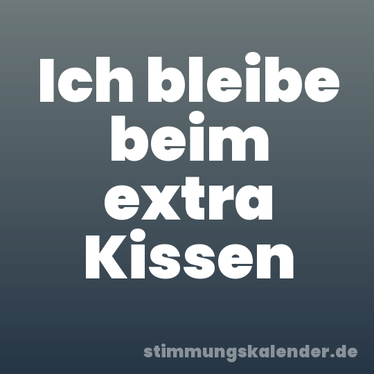 Ich bleibe beim extra Kissen