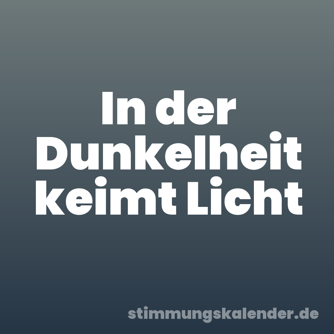 In der Dunkelheit keimt Licht
