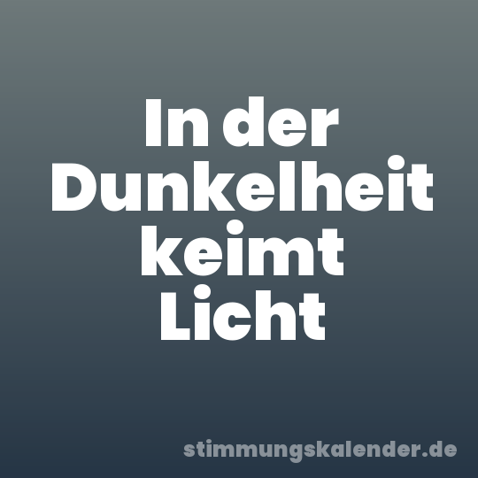 In der Dunkelheit keimt Licht