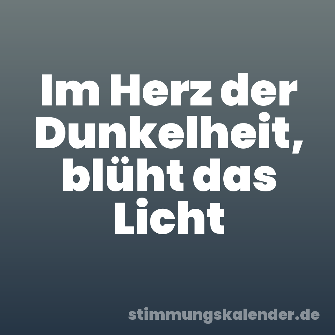 Im Herz der Dunkelheit, blüht das Licht