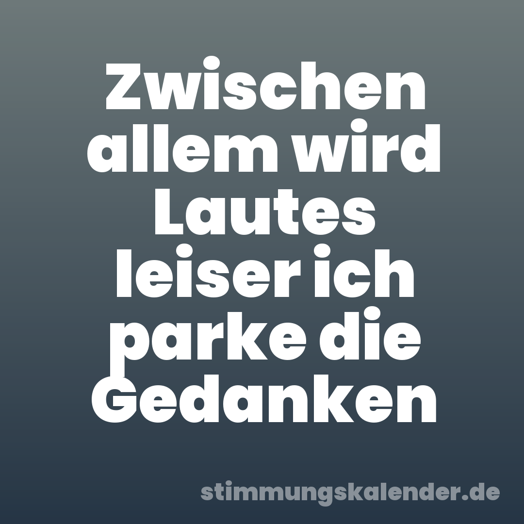 Zwischen allem wird Lautes leiser ich parke die Gedanken