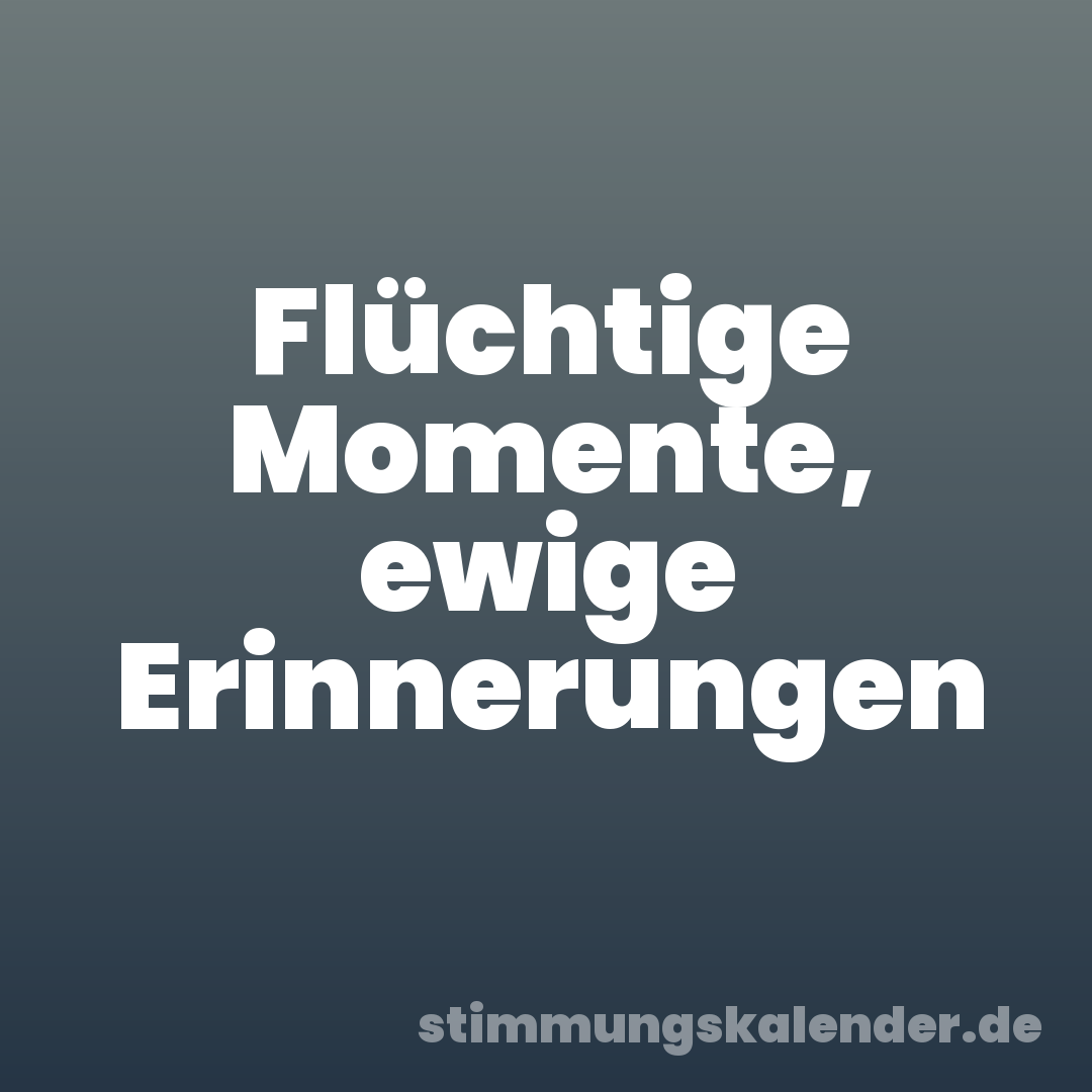 Flüchtige Momente, ewige Erinnerungen