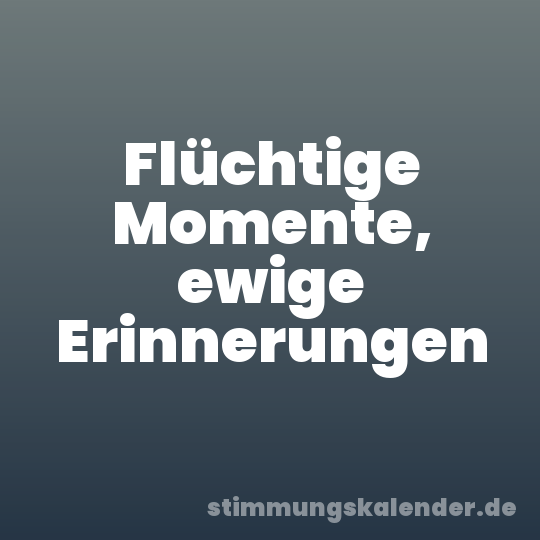 Flüchtige Momente, ewige Erinnerungen