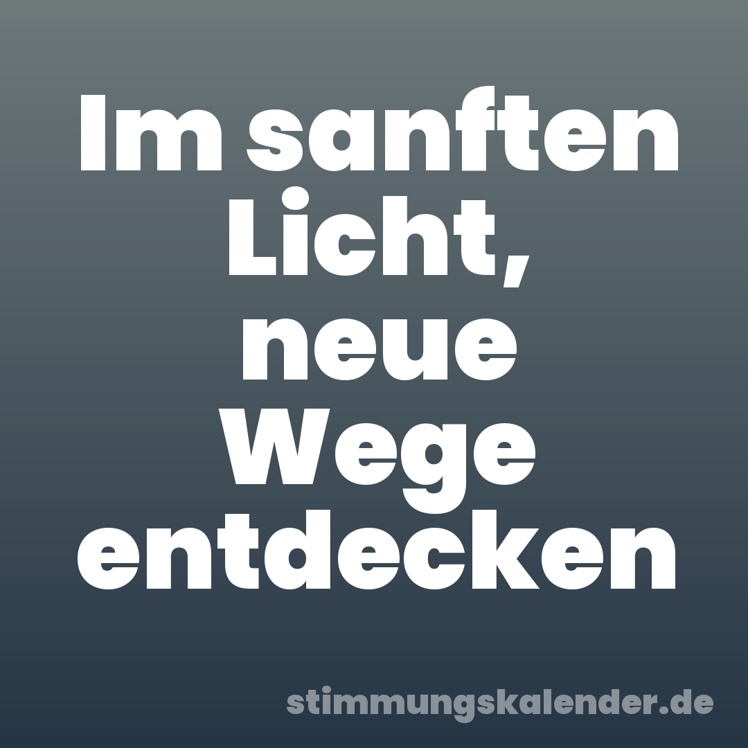 Im sanften Licht, neue Wege entdecken