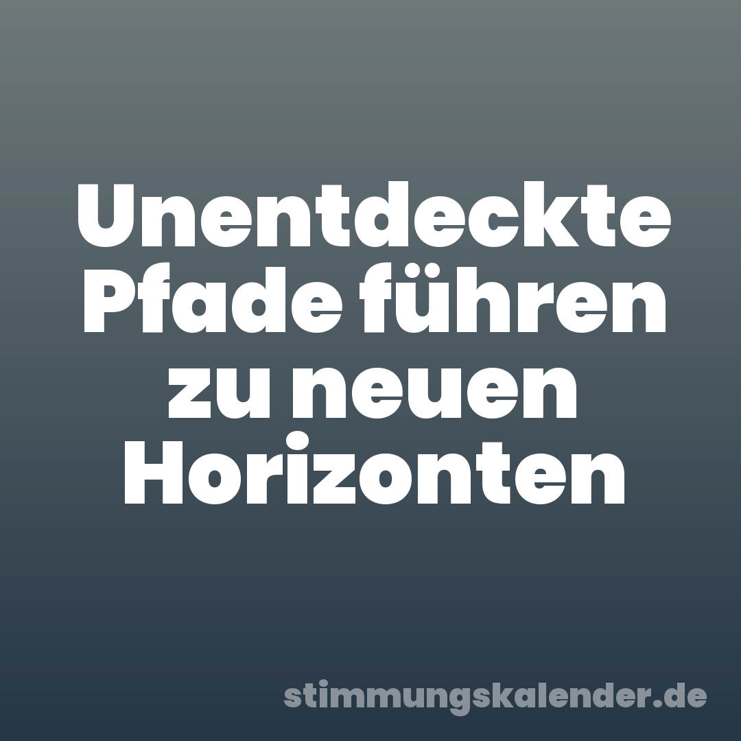 Unentdeckte Pfade führen zu neuen Horizonten