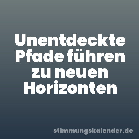 Unentdeckte Pfade führen zu neuen Horizonten