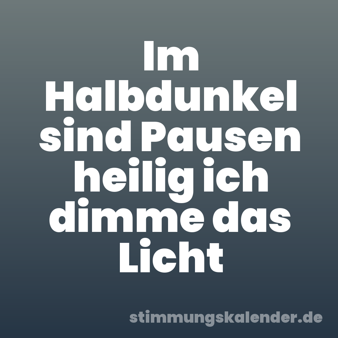 Im Halbdunkel sind Pausen heilig ich dimme das Licht