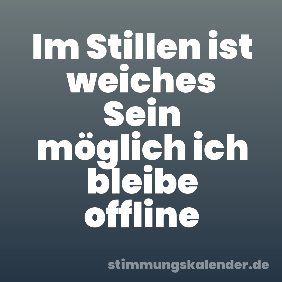 Im Stillen ist weiches Sein möglich ich bleibe offline