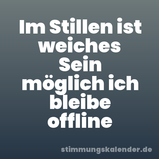 Im Stillen ist weiches Sein möglich ich bleibe offline