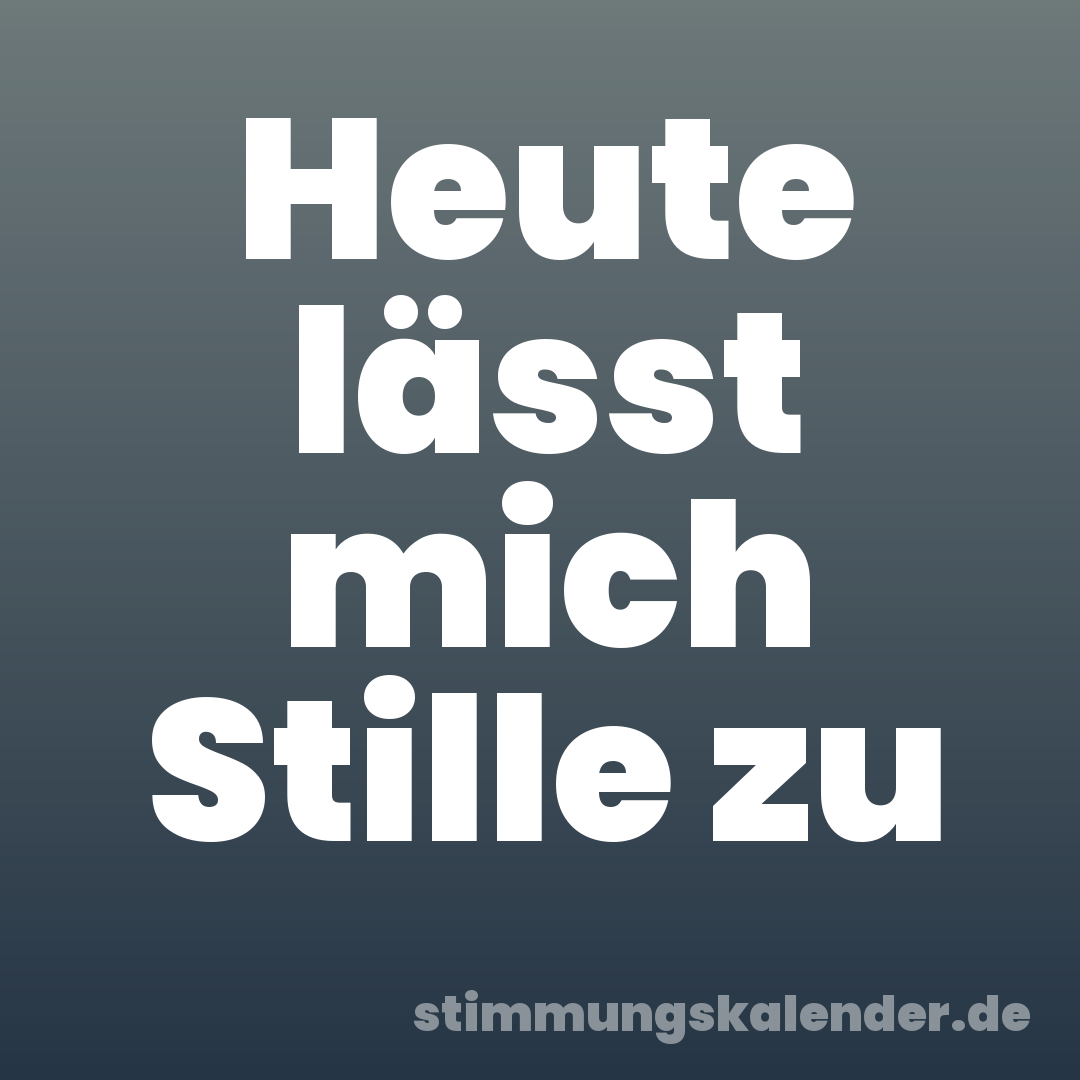 Heute lässt mich Stille zu