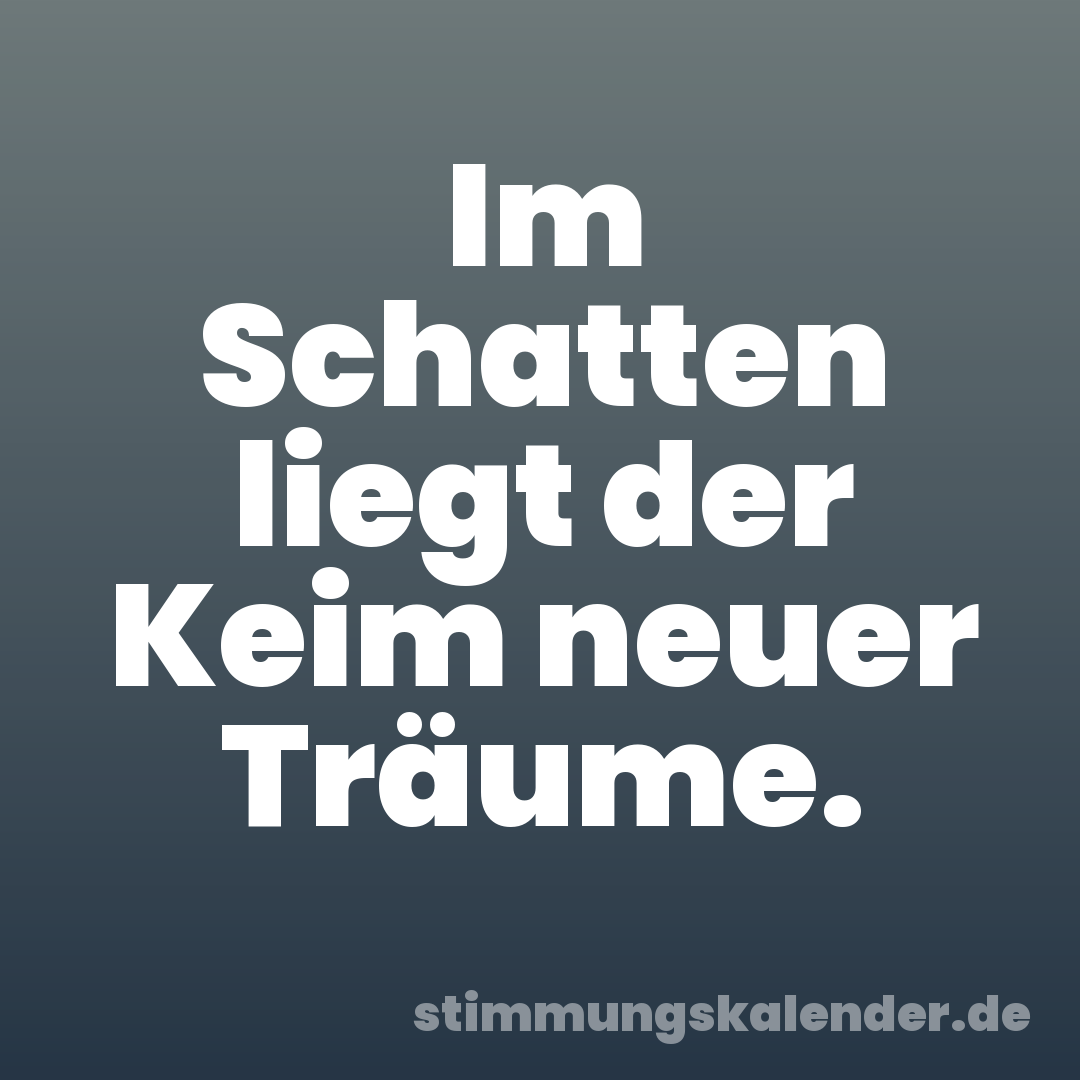 Im Schatten liegt der Keim neuer Träume.