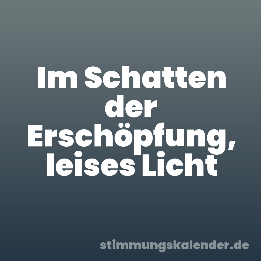 Im Schatten der Erschöpfung, leises Licht