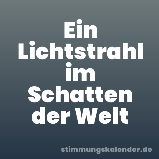 Ein Lichtstrahl im Schatten der Welt