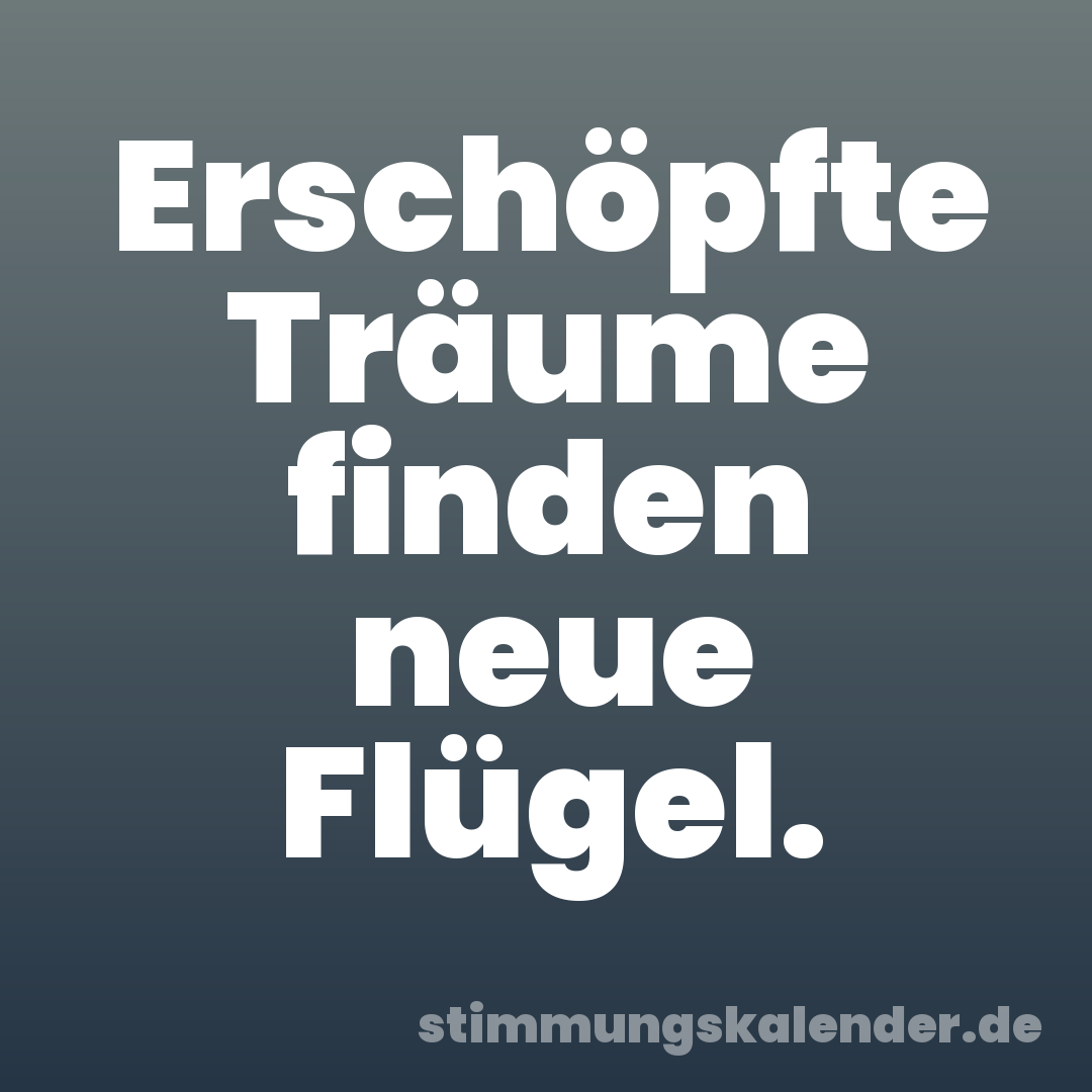 Erschöpfte Träume finden neue Flügel.