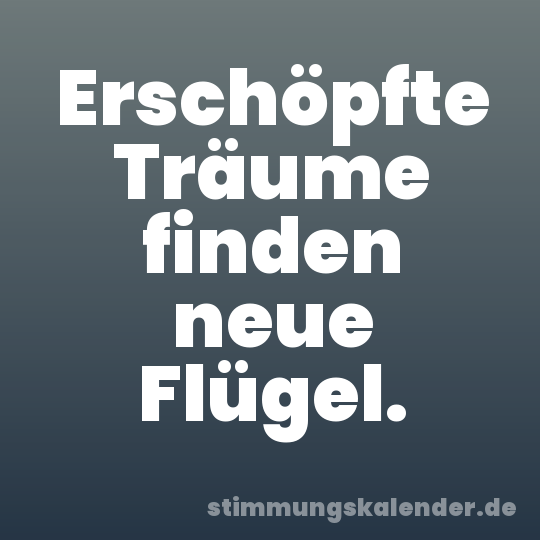 Erschöpfte Träume finden neue Flügel.
