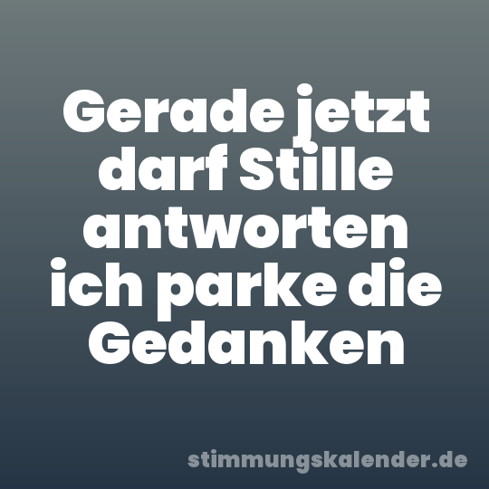 Gerade jetzt darf Stille antworten ich parke die Gedanken