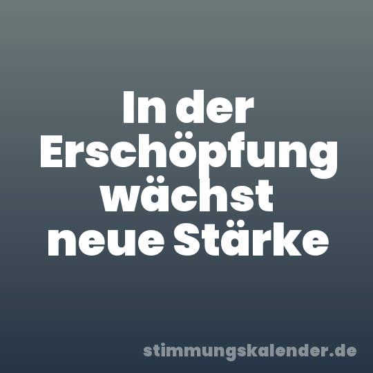 In der Erschöpfung wächst neue Stärke