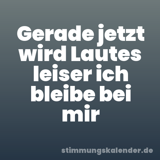 Gerade jetzt wird Lautes leiser ich bleibe bei mir