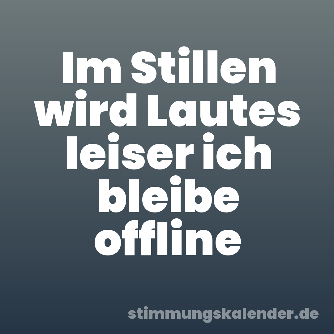 Im Stillen wird Lautes leiser ich bleibe offline