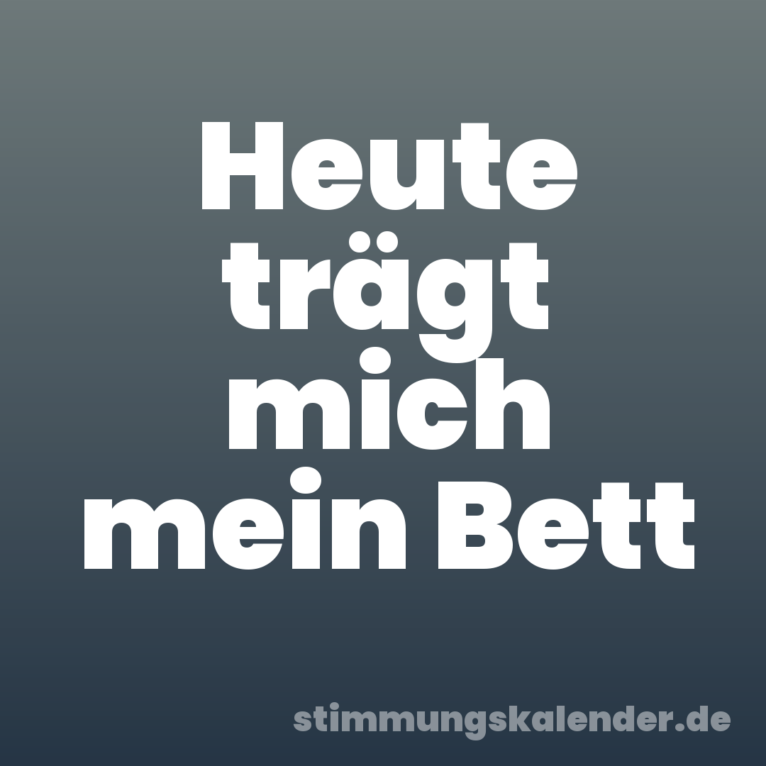 Heute trägt mich mein Bett