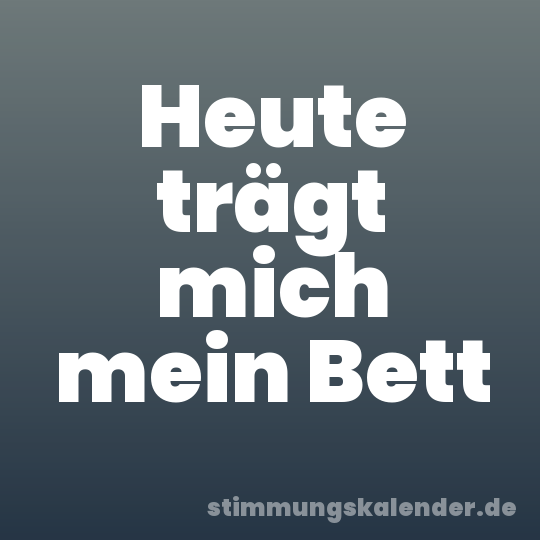 Heute trägt mich mein Bett