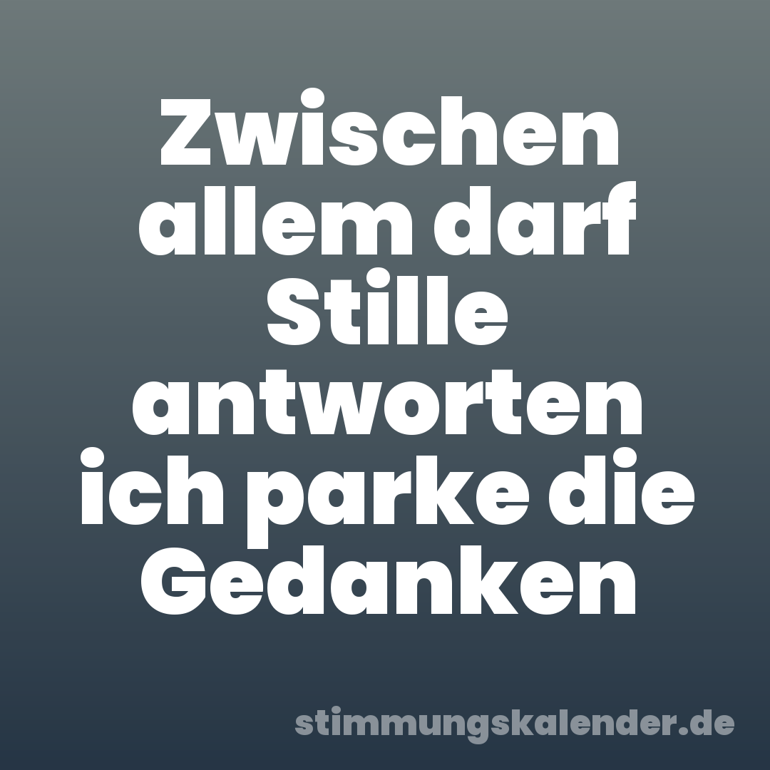 Zwischen allem darf Stille antworten ich parke die Gedanken