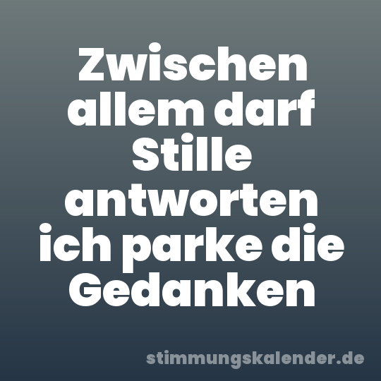 Zwischen allem darf Stille antworten ich parke die Gedanken