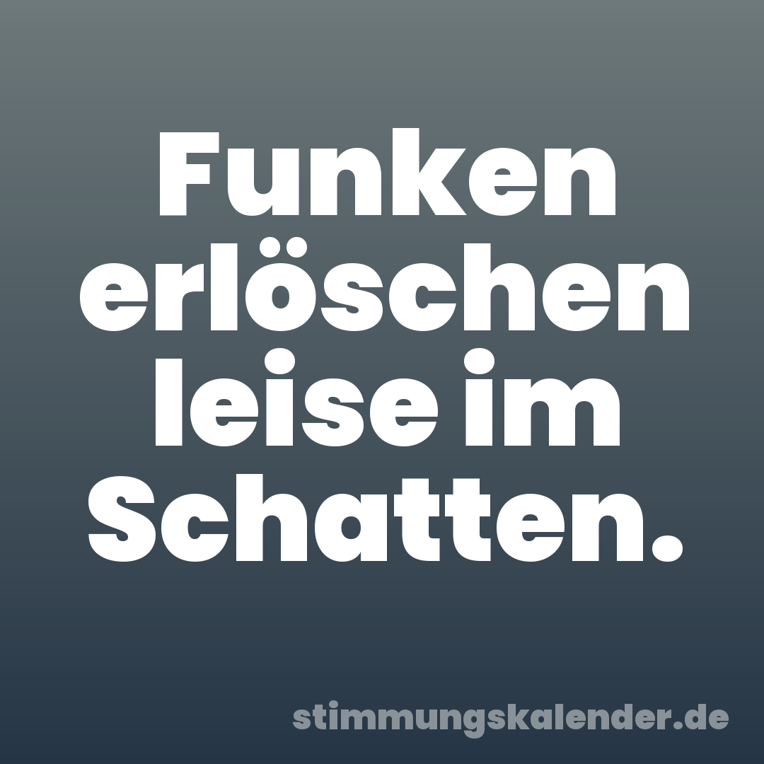 Funken erlöschen leise im Schatten.