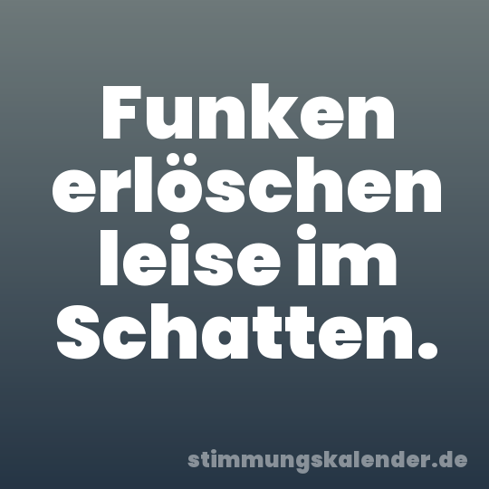 Funken erlöschen leise im Schatten.