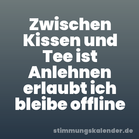 Zwischen Kissen und Tee ist Anlehnen erlaubt ich bleibe offline