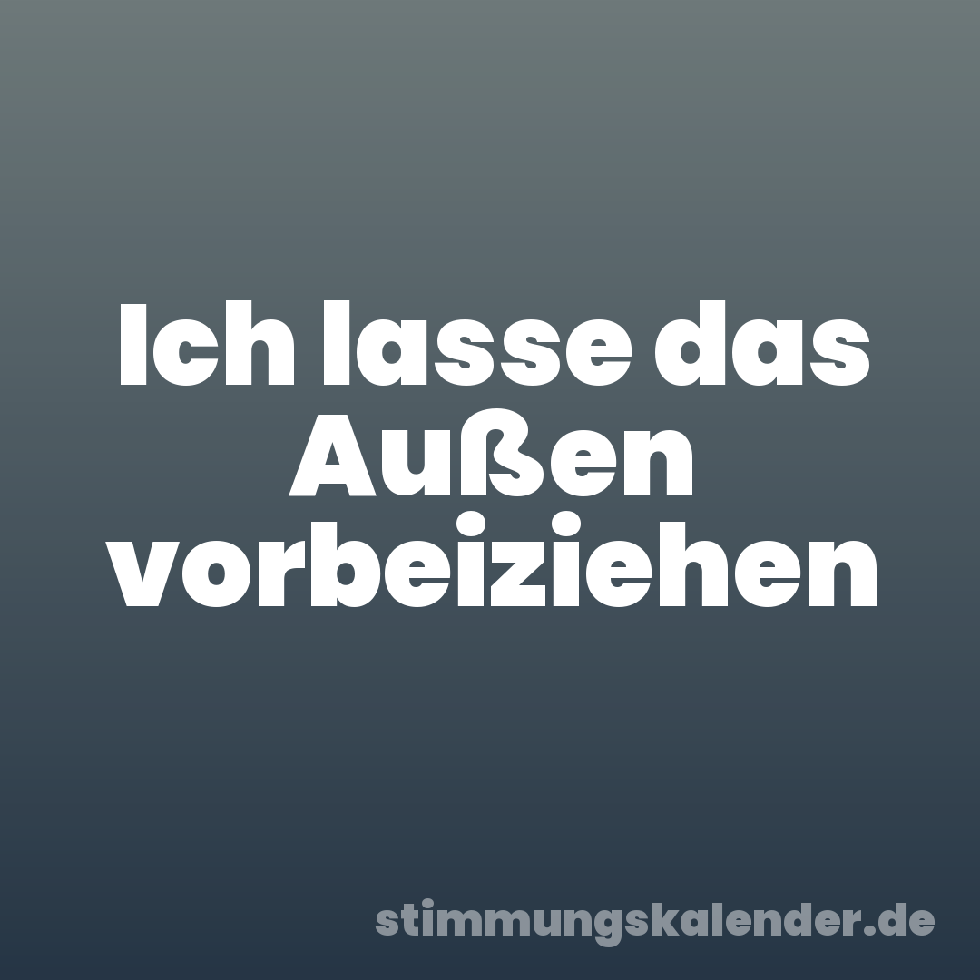 Ich lasse das Außen vorbeiziehen