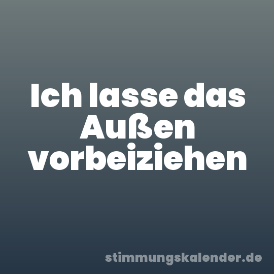 Ich lasse das Außen vorbeiziehen