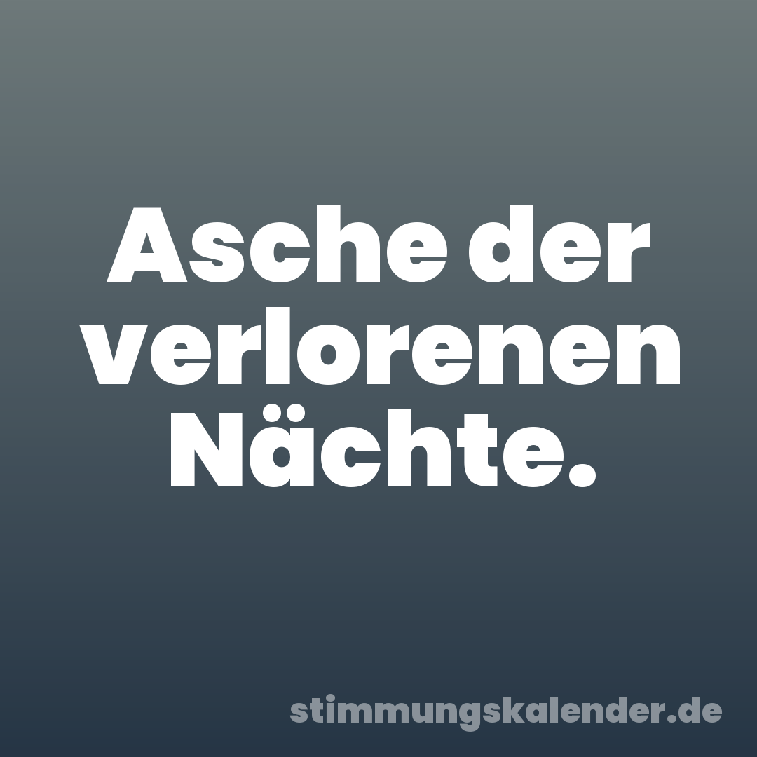 Asche der verlorenen Nächte.