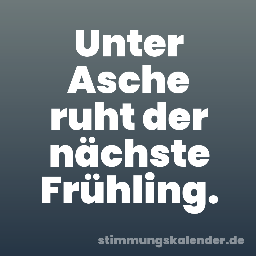 Unter Asche ruht der nächste Frühling.