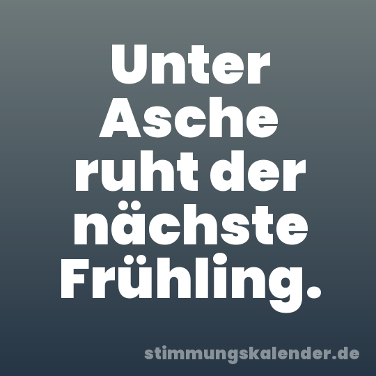 Unter Asche ruht der nächste Frühling.