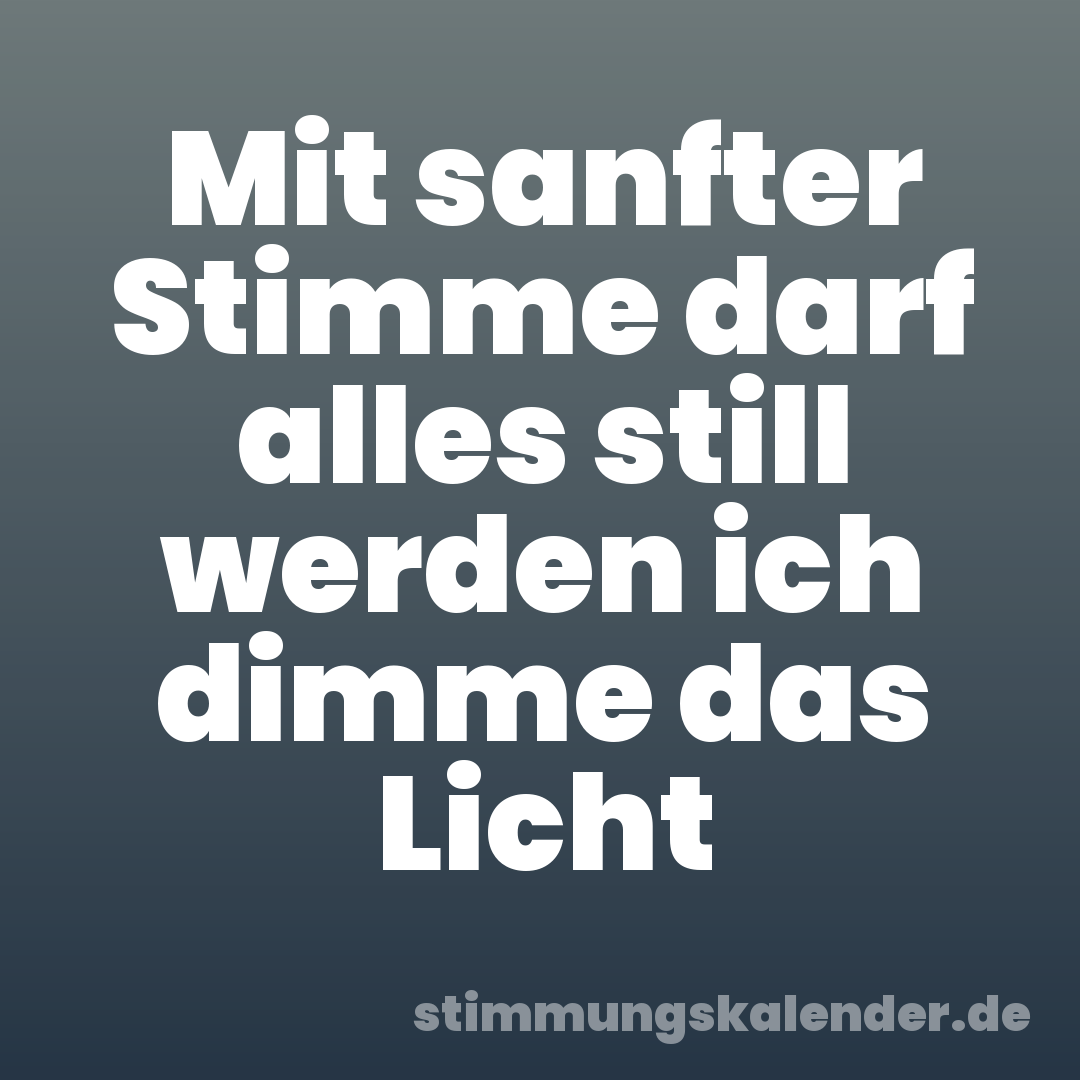 Mit sanfter Stimme darf alles still werden ich dimme das Licht