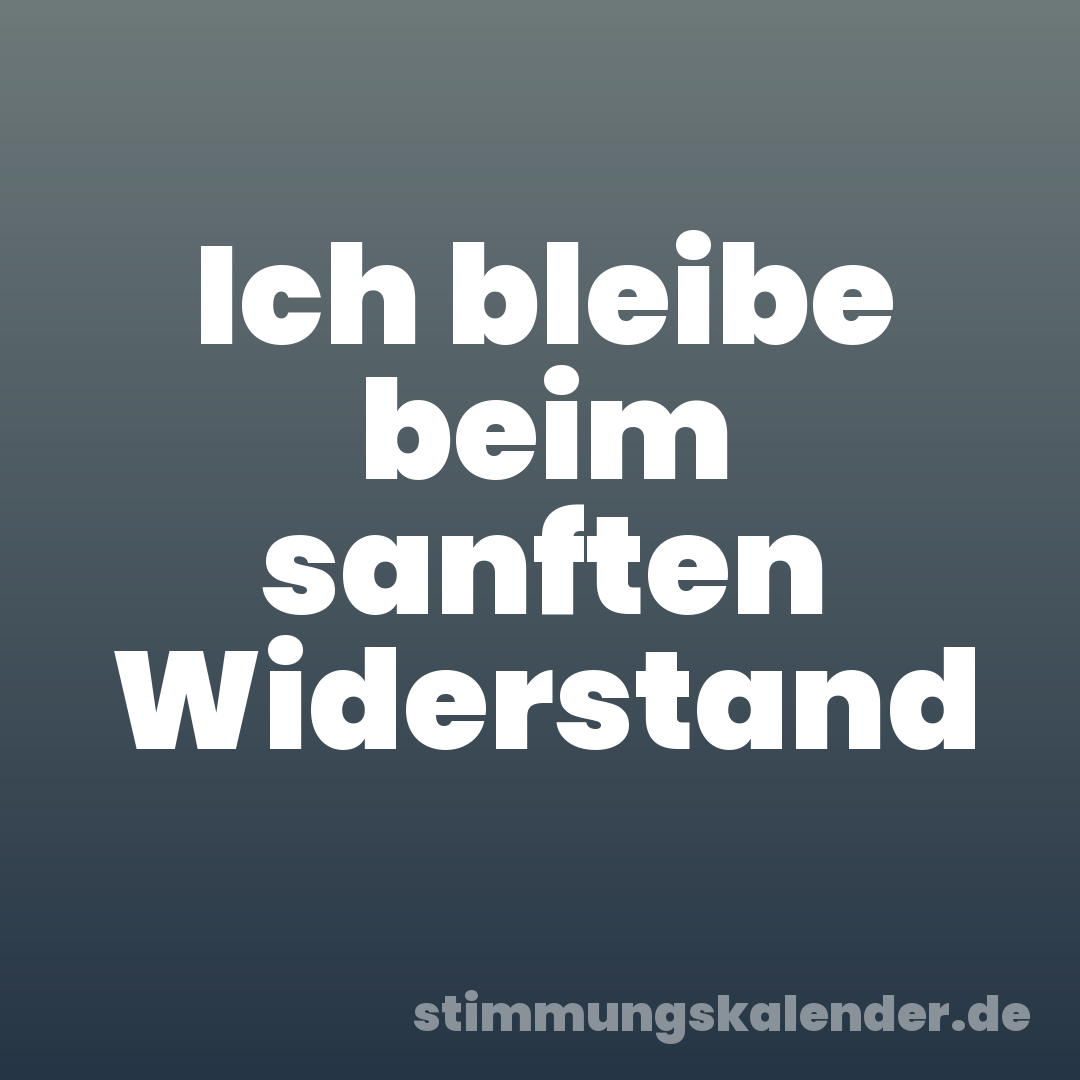 Ich bleibe beim sanften Widerstand