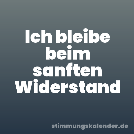 Ich bleibe beim sanften Widerstand