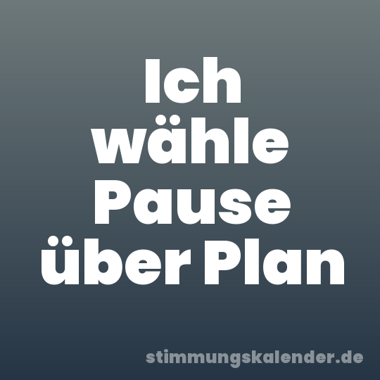 Ich wähle Pause über Plan