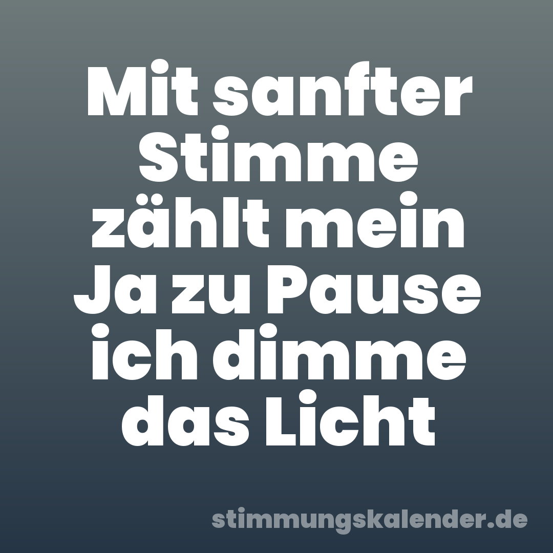 Mit sanfter Stimme zählt mein Ja zu Pause ich dimme das Licht